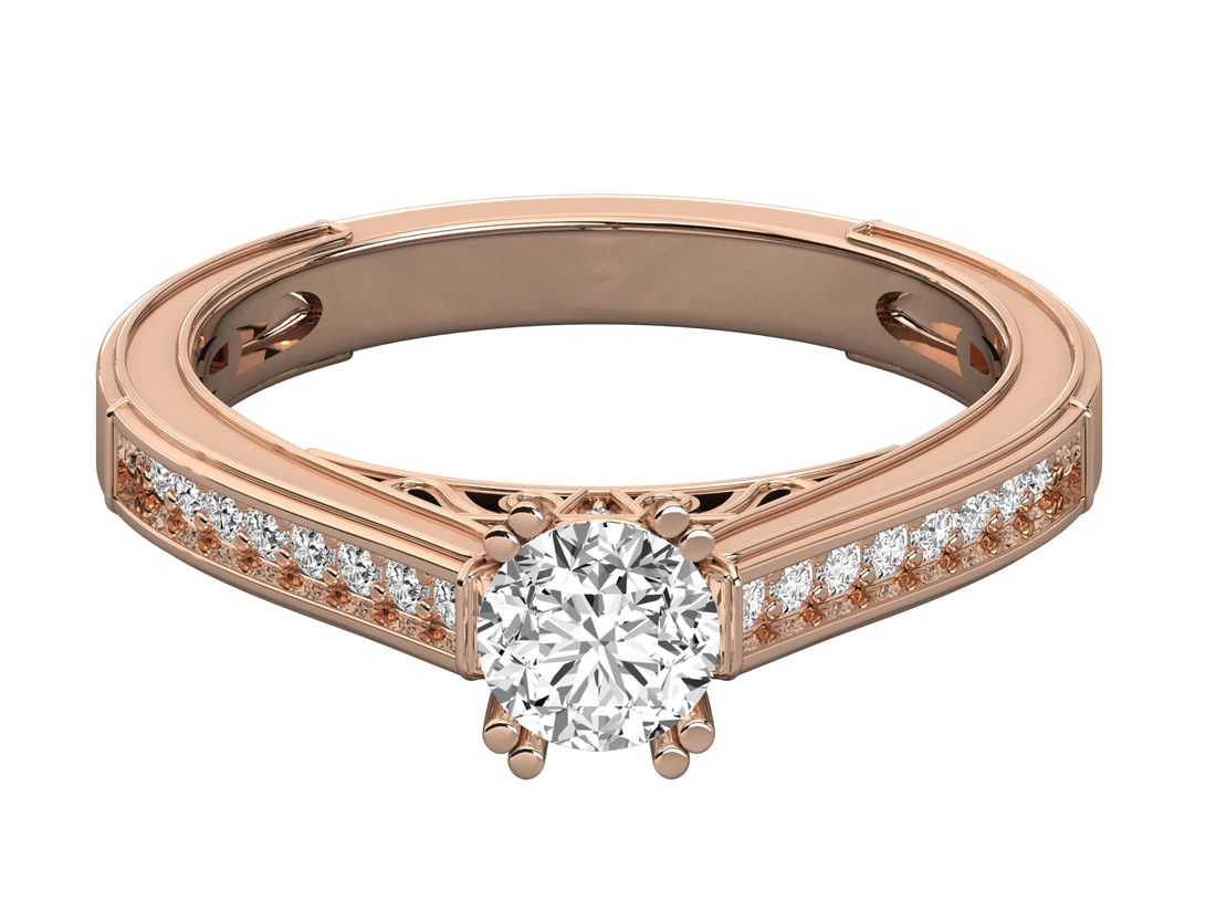9K GOLD SOLITAIRE LAB GROWN DIAMOND LADIES  RING.