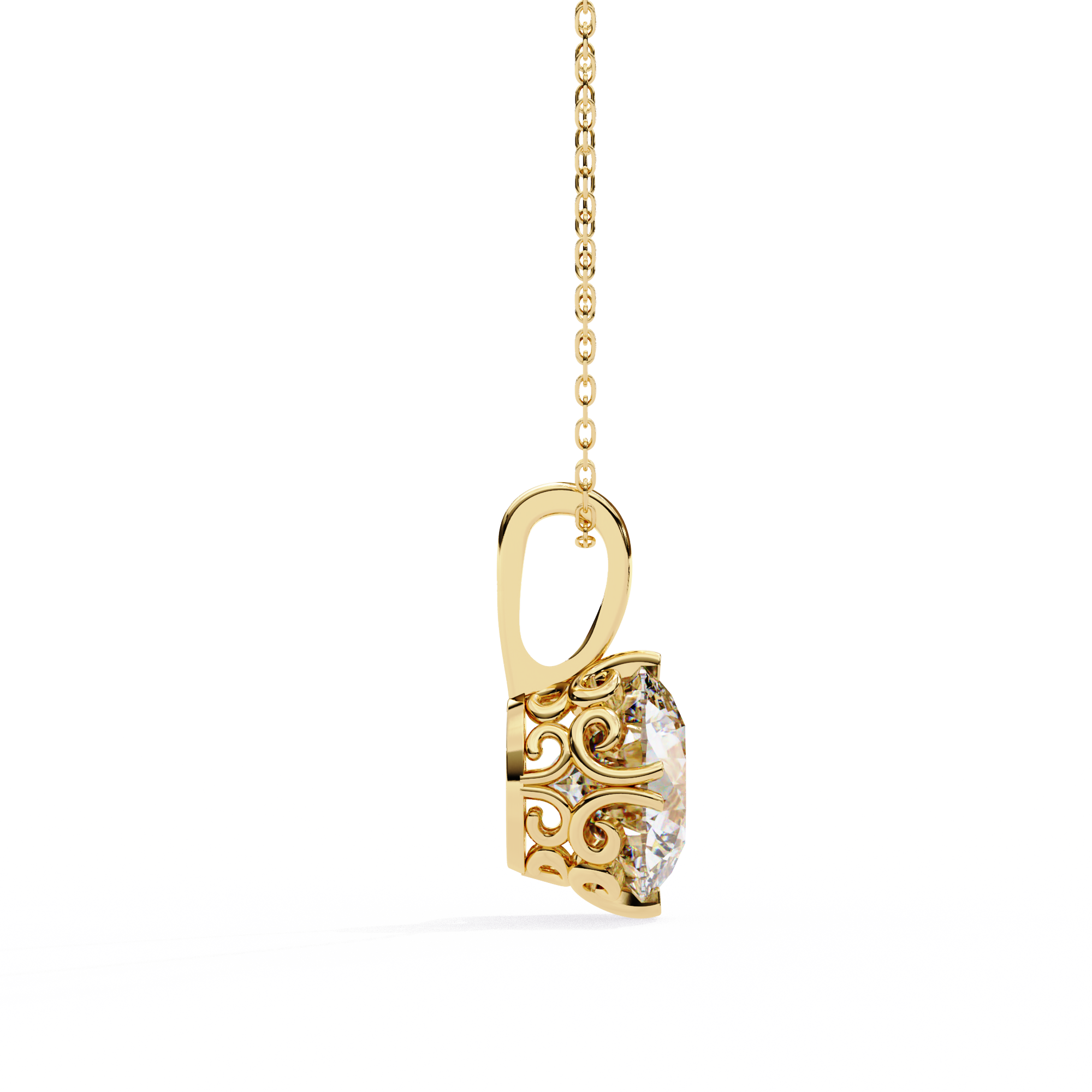 18k Gold  Women Pendant With Fabulous Lab Grown Diamond