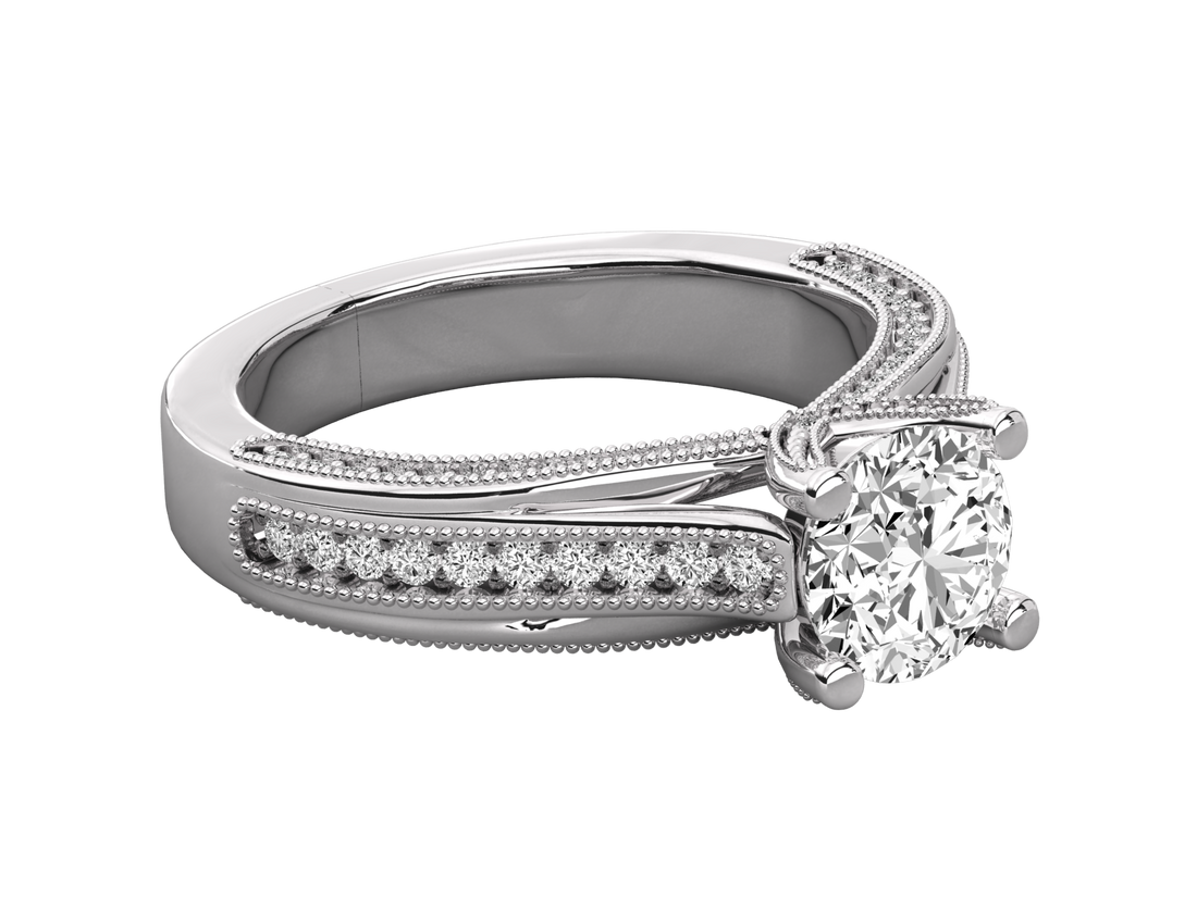 9K GOLD SOLITAIRE LAB GROWN DIAMOND LADIES  RING.