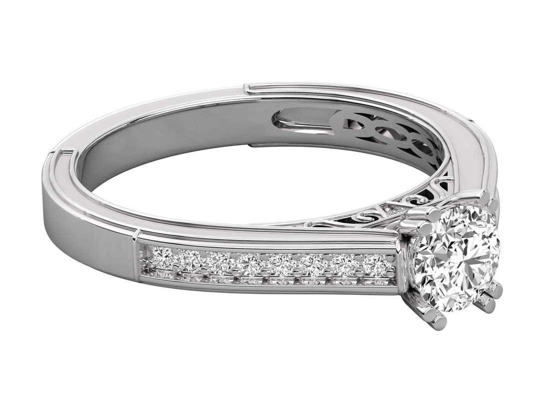 9K GOLD SOLITAIRE LAB GROWN DIAMOND LADIES  RING.