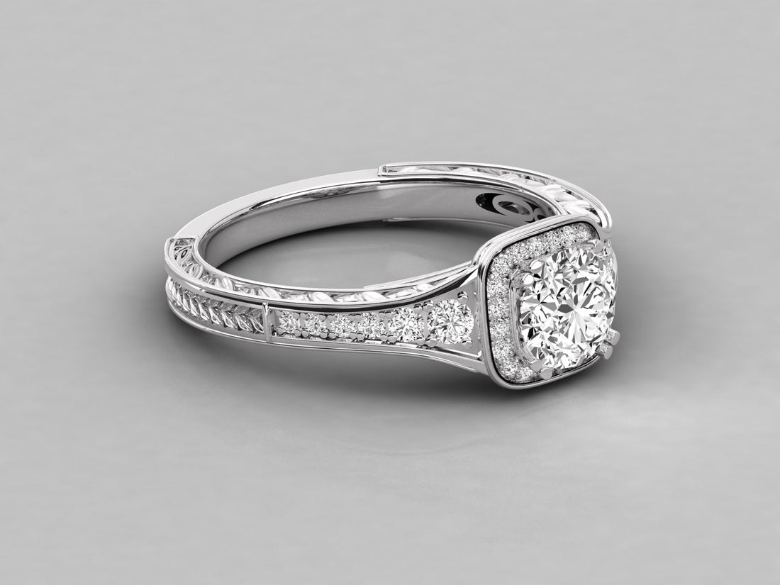 9K GOLD SOLITAIRE ROUND DIAMOND LADIES BRILLIANT RING.