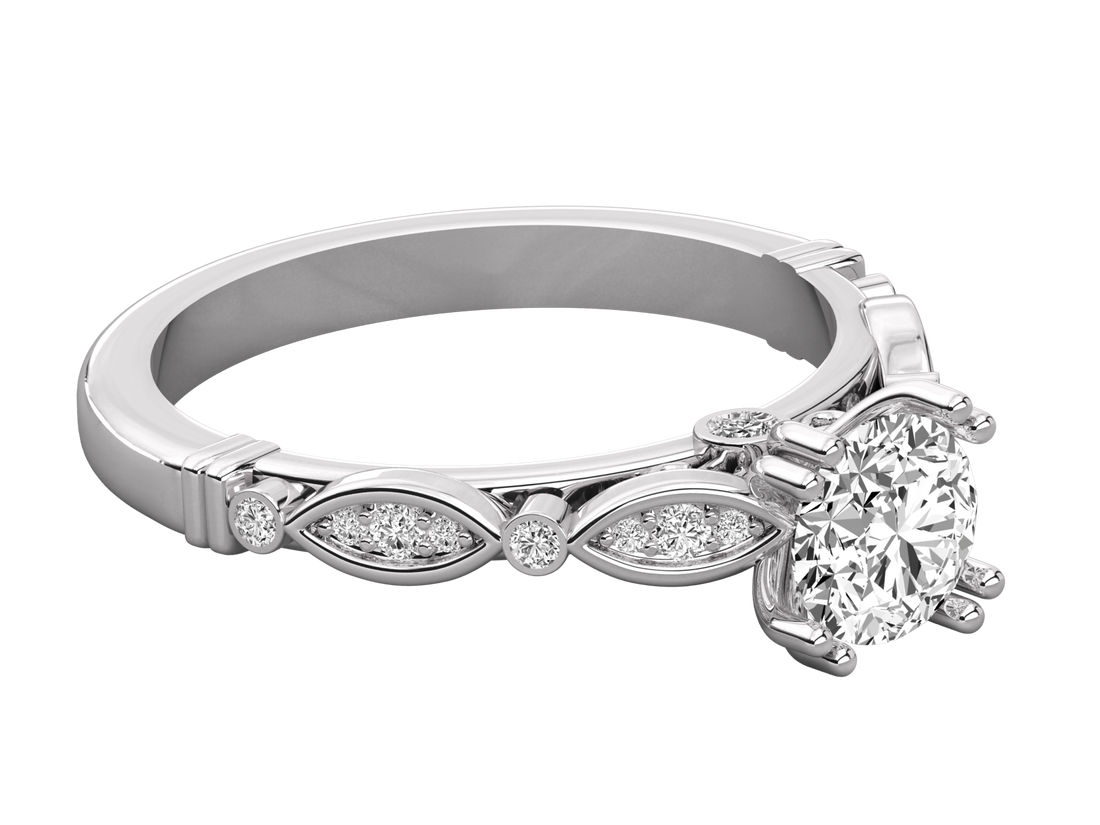 9K GOLD SOLITAIRE  LAB GROWN DIAMOND LADIES RING.