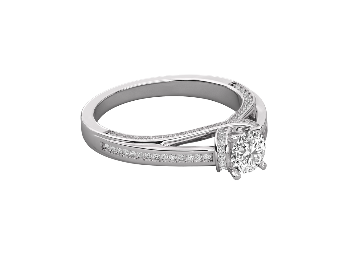 14K GOLD SOLITAIRE ROUND CUT LAB GROWN DIAMOND LADIES BRILLIANT RING.