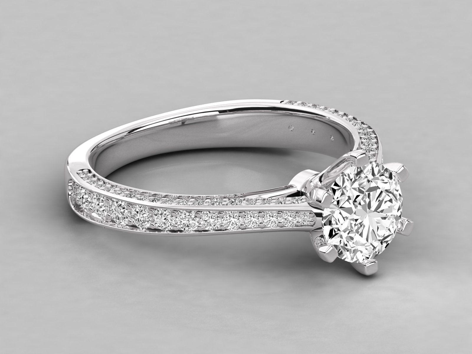 9K GOLD SOLITAIRE ROUND CUT LAB GROWN DIAMOND LADIES BRILLIANT RING.