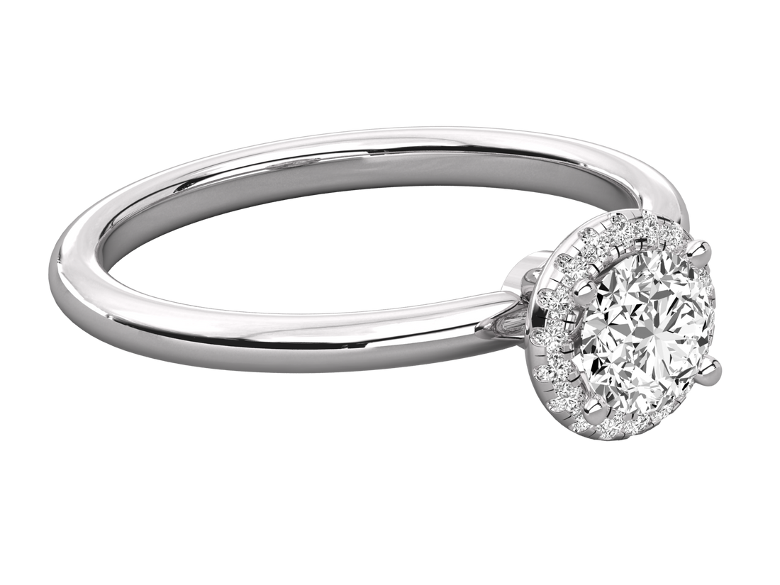 9K GOLD SOLITAIRE ROUND DIAMOND LADIES BRILLIANT RING.