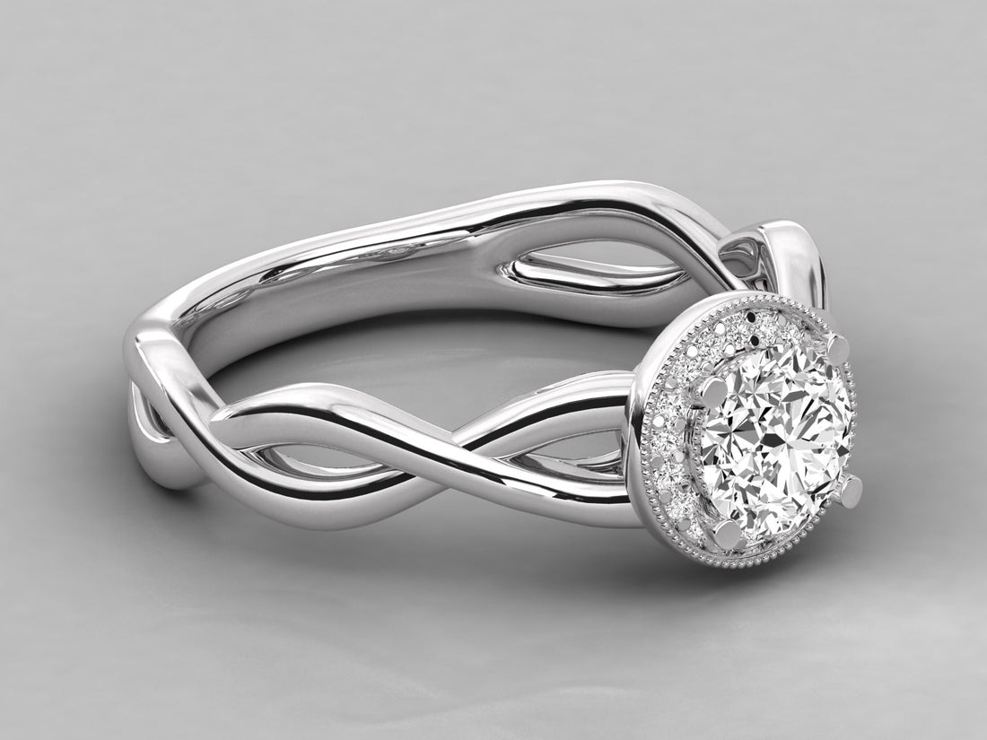 10K GOLD SOLITAIRE ROUND DIAMOND LADIES BRILLIANT RING.