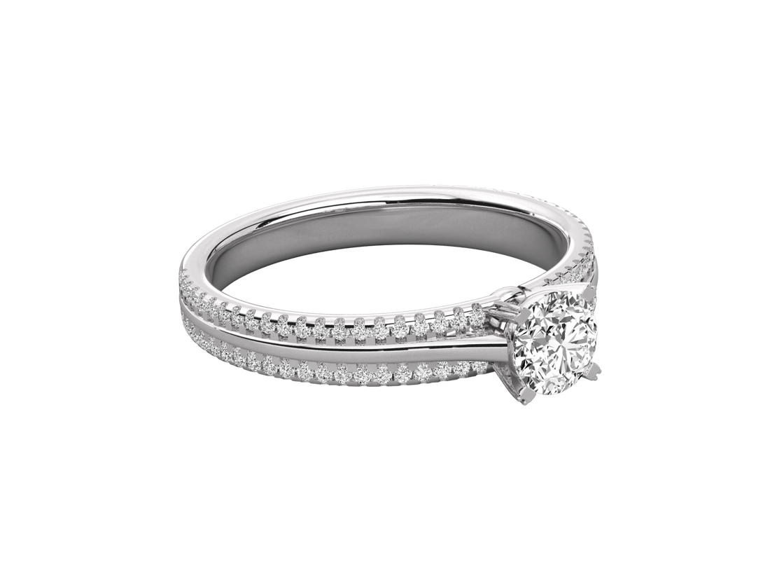 9K GOLD SOLITAIRE LAB GROWN DIAMOND LADIES  RING.