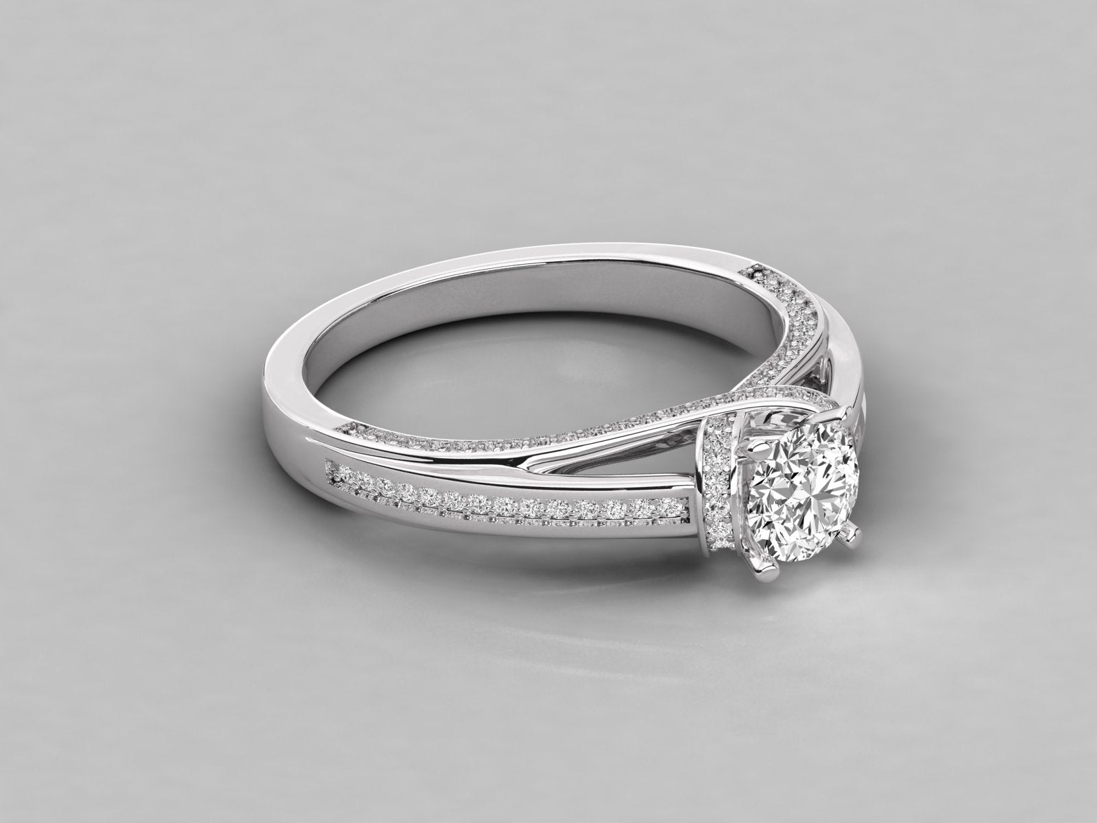 14K GOLD SOLITAIRE ROUND CUT LAB GROWN DIAMOND LADIES BRILLIANT RING.