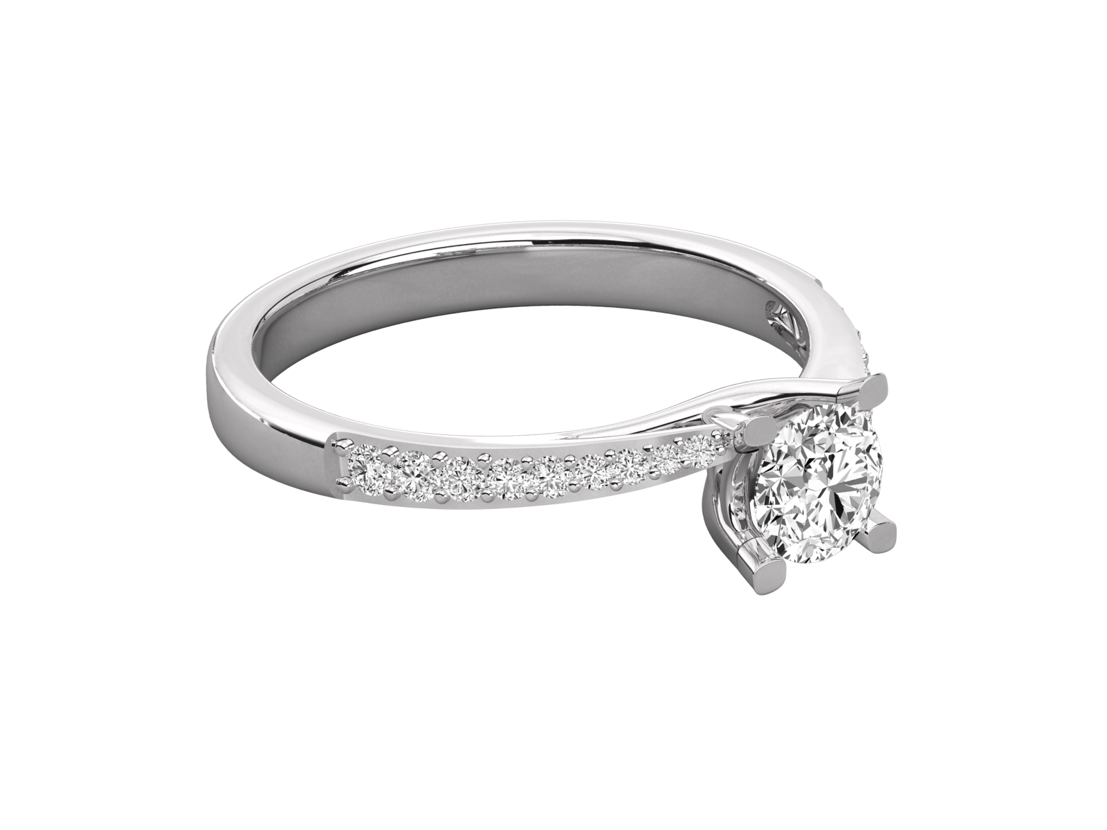 9K GOLD SOLITAIRE ROUND CUT LAB GROWN DIAMOND LADIES BRILLIANT RING.