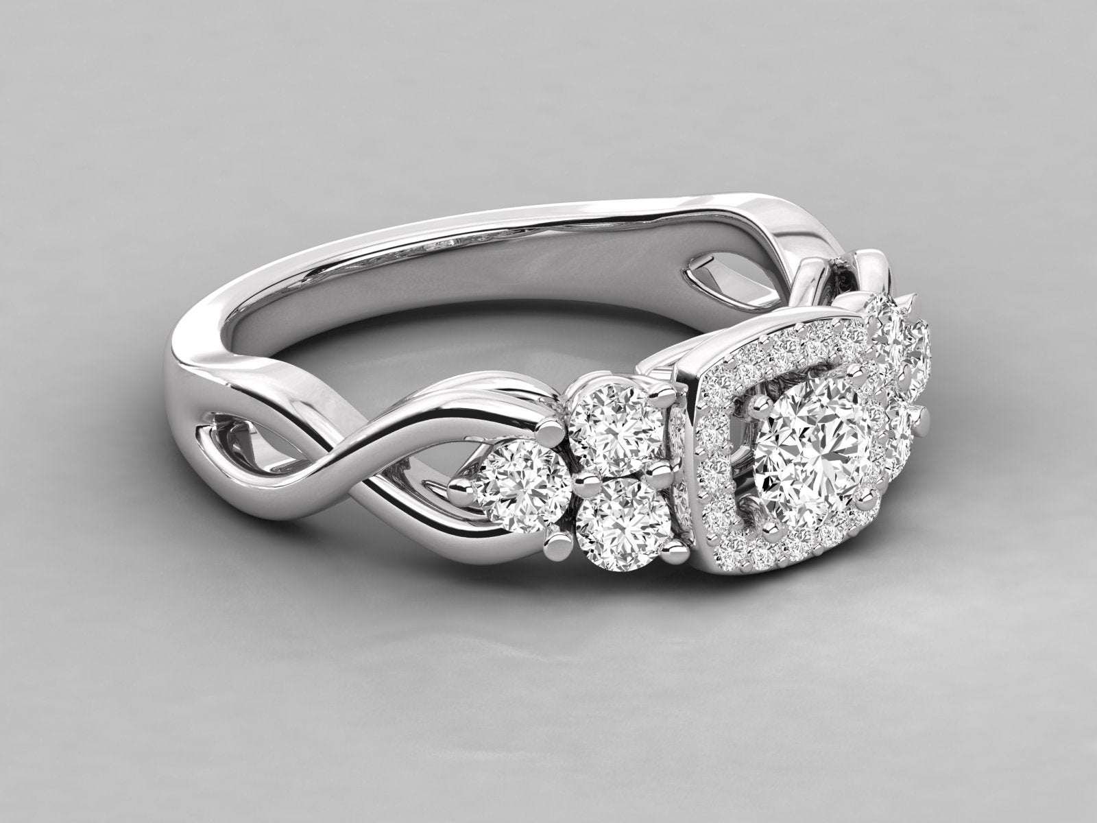 9K GOLD SOLITAIRE ROUND DIAMOND LADIES RING.