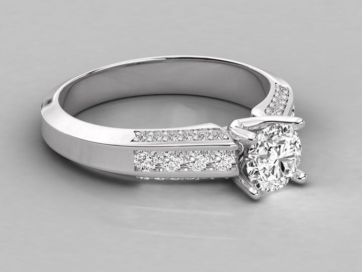 9K GOLD SOLITAIRE  LAB GROWN DIAMOND  BRILLIANT RING.
