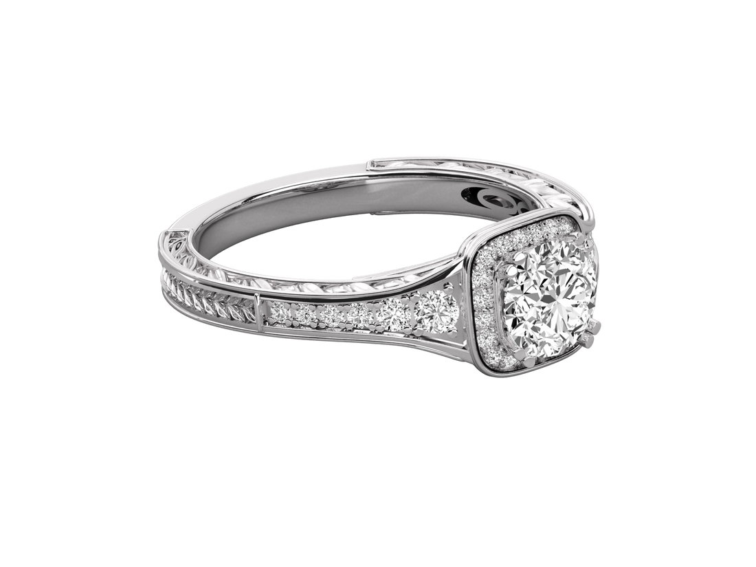 9K GOLD SOLITAIRE ROUND DIAMOND LADIES BRILLIANT RING.