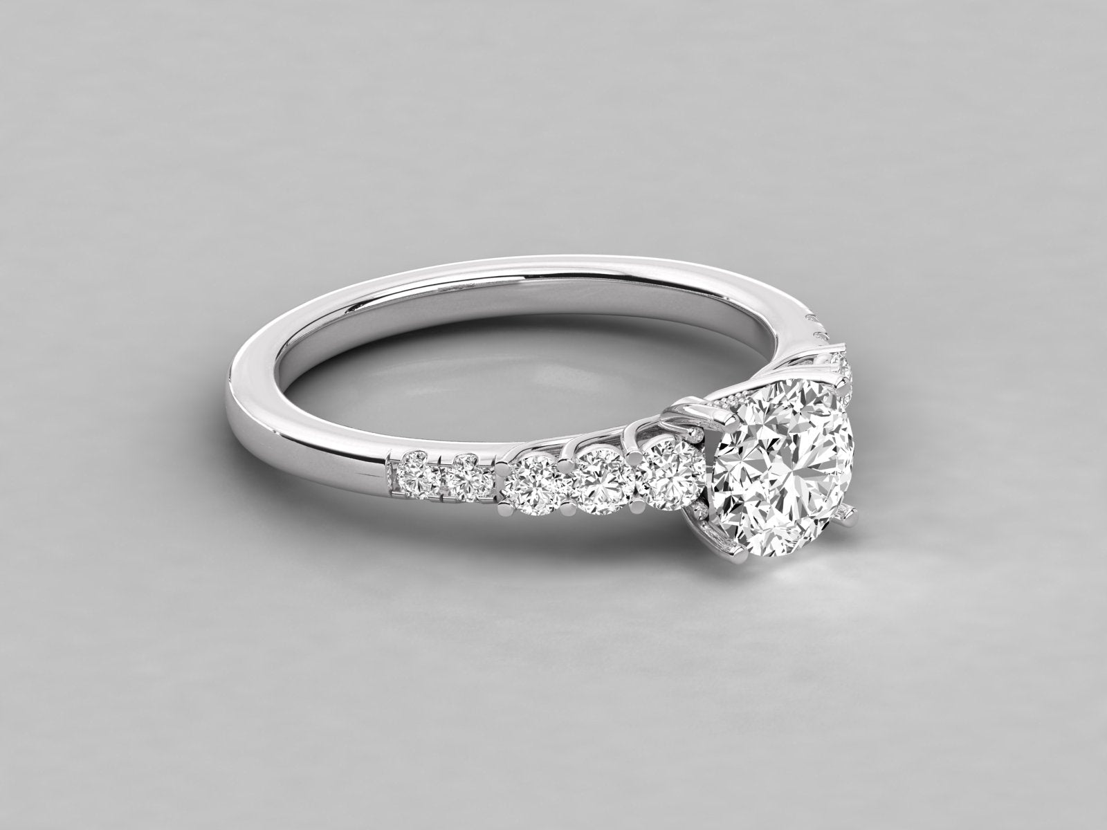 9K GOLD SOLITAIRE  LAB GROWN DIAMOND LADIES BRILLIANT RING.