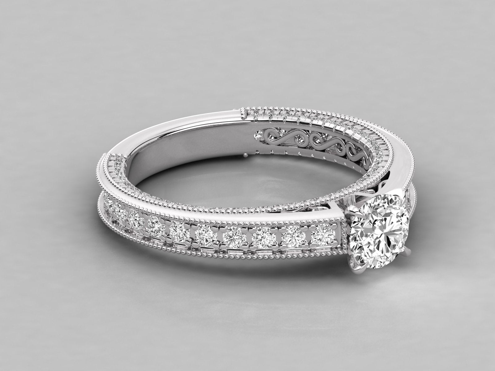 9K GOLD SOLITAIRE ROUND CUT LAB GROWN DIAMOND LADIES BRILLIANT RING.