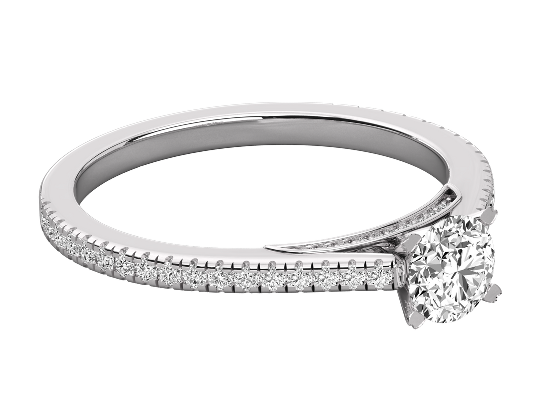 10K GOLD SOLITAIRE LAB GROWN DIAMOND LADIES RING.