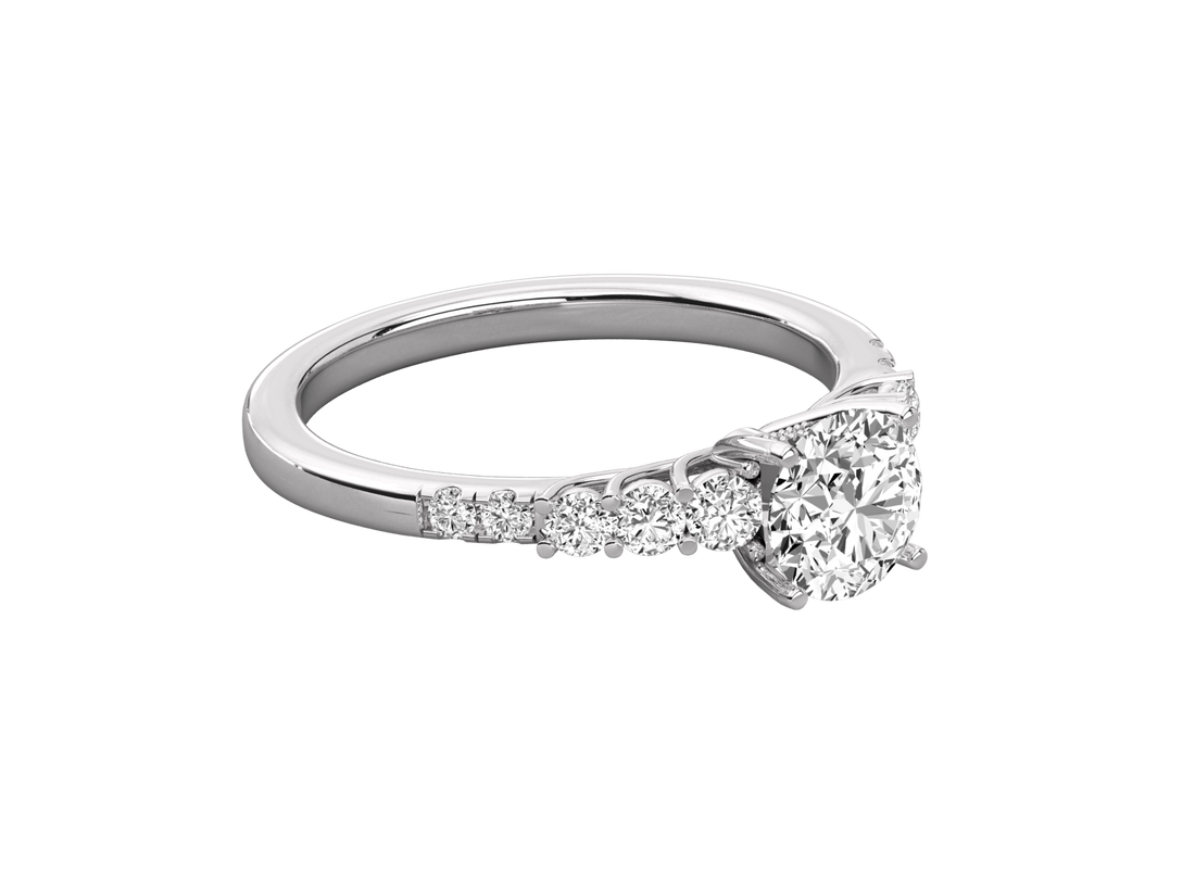 9K GOLD SOLITAIRE  LAB GROWN DIAMOND LADIES BRILLIANT RING.