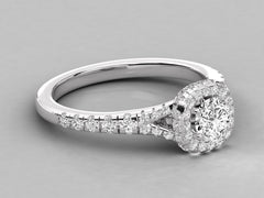 14K GOLD SOLITAIRE ROUND DIAMOND LADIES BRILLIANT RING.