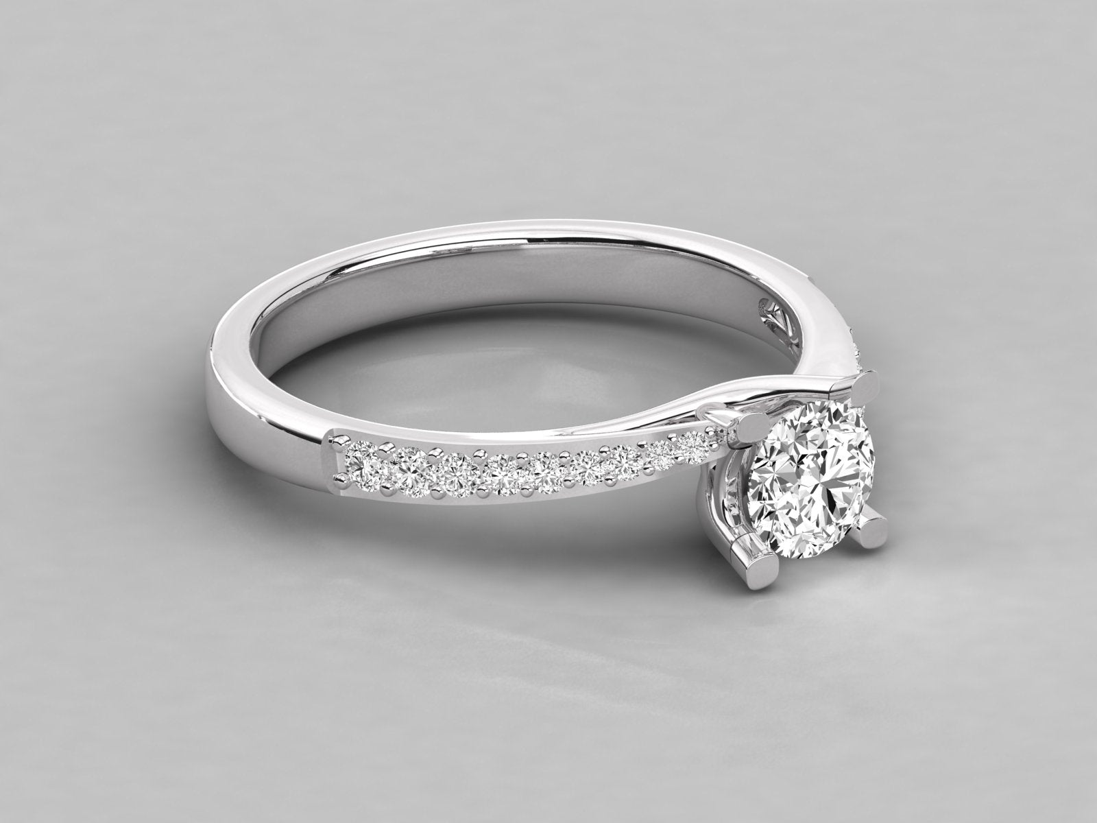 9K GOLD SOLITAIRE ROUND CUT LAB GROWN DIAMOND LADIES BRILLIANT RING.