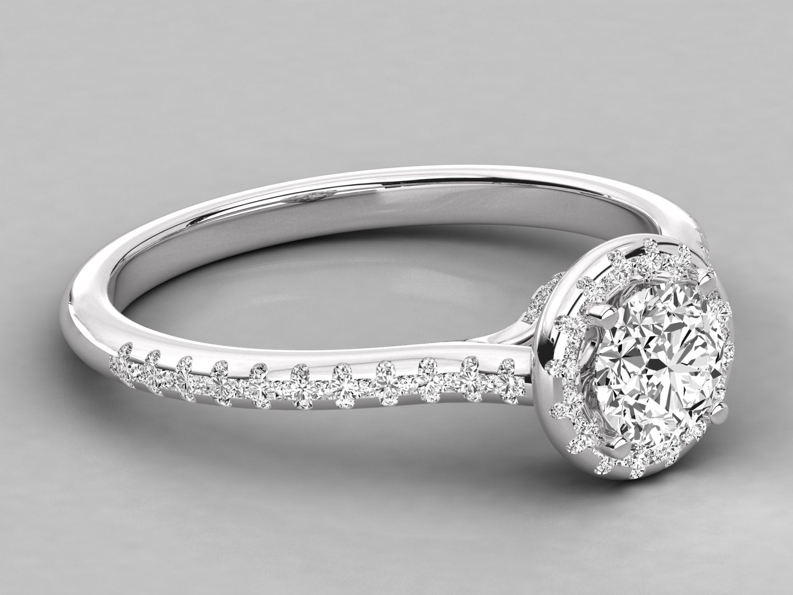 9K GOLD SOLITAIRE ROUND DIAMOND LADIES BRILLIANT RING.