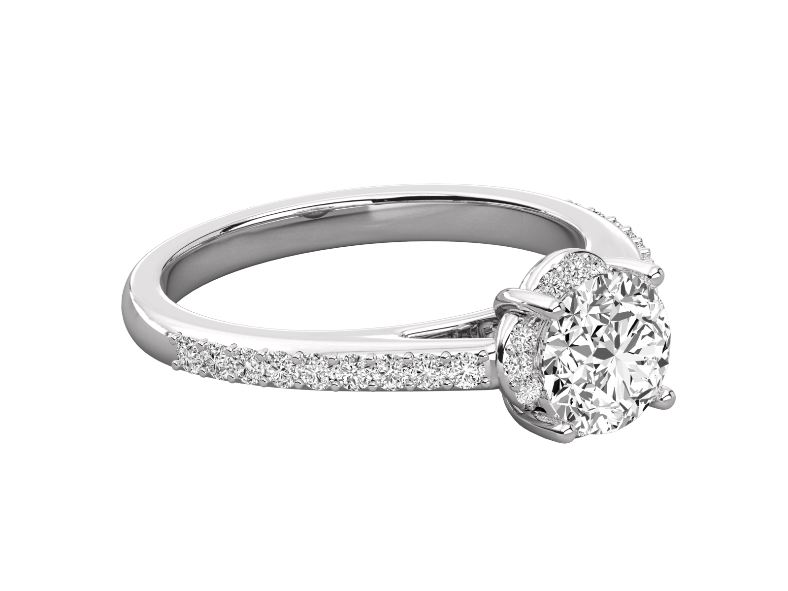 9K GOLD SOLITAIRE ROUND DIAMOND LADIES BRILLIANT RING.