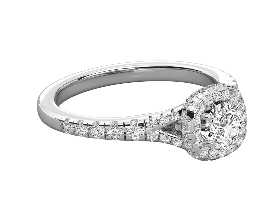 9K GOLD SOLITAIRE ROUND DIAMOND LADIES BRILLIANT RING.