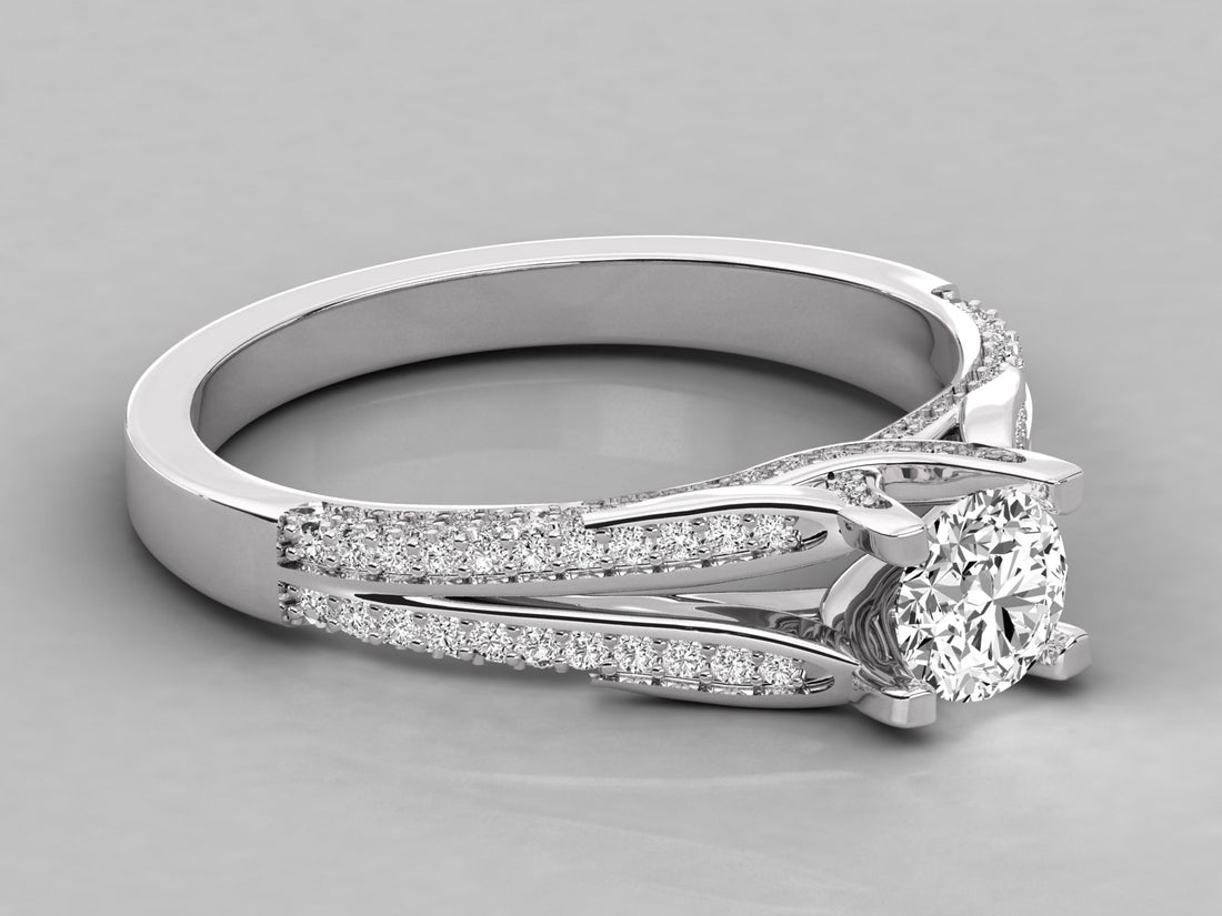 10K GOLD SOLITAIRE DIAMOND LADIES BRILLIANT RING.