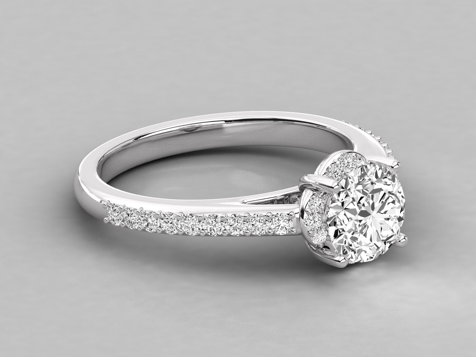 9K GOLD SOLITAIRE ROUND DIAMOND LADIES BRILLIANT RING.
