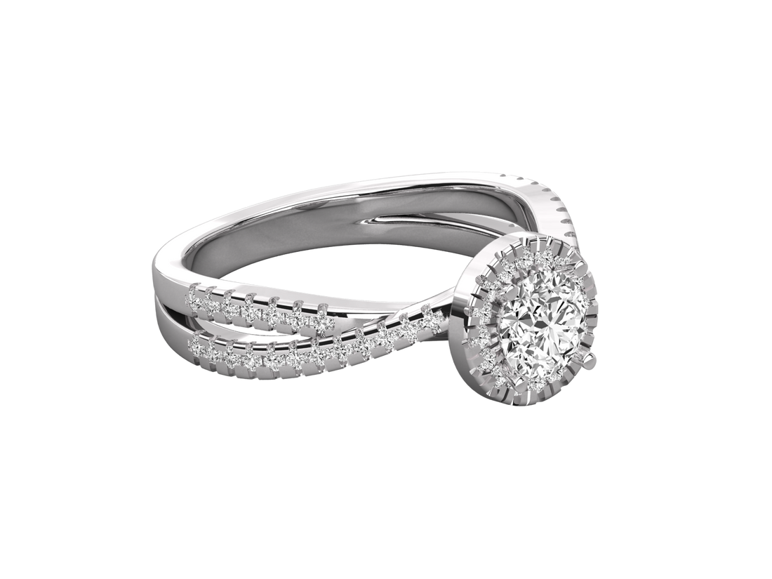 9K GOLD SOLITAIRE ROUND CUT LAB GROWN DIAMOND LADIES BRILLIANT RING.
