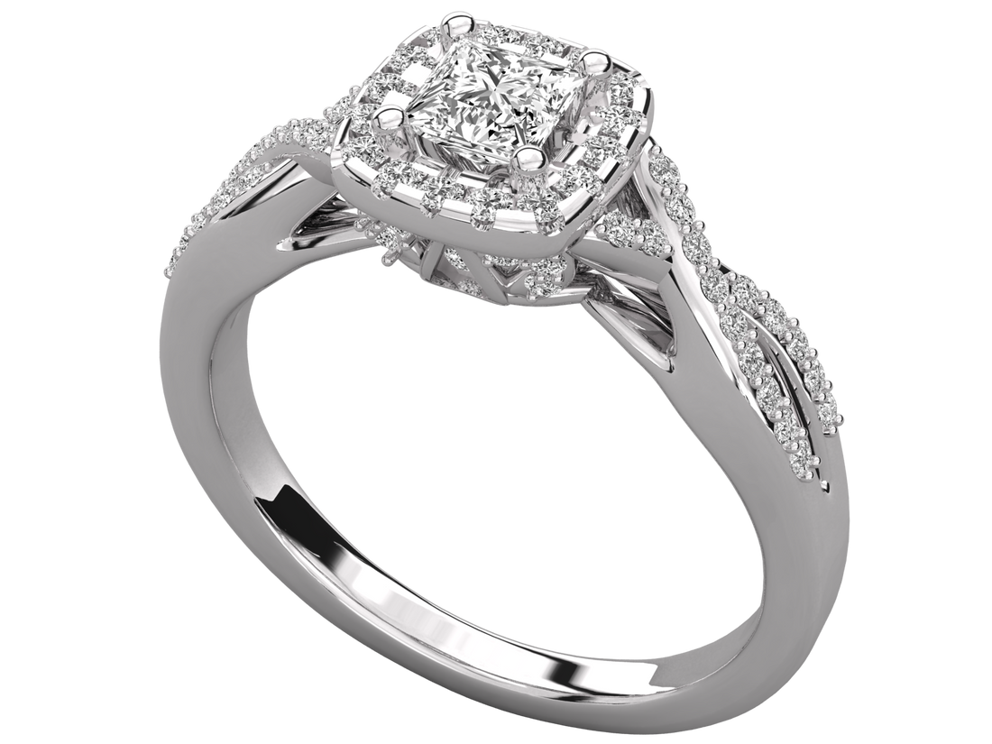 10K GOLD SOLITAIRE  LAB GROWN DIAMOND LADIES BRILLIANT RING.