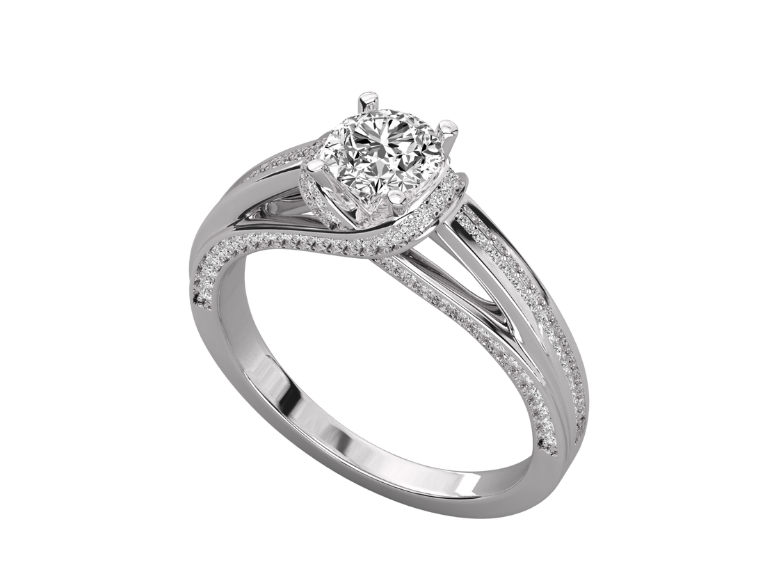 14K GOLD SOLITAIRE ROUND CUT LAB GROWN DIAMOND LADIES BRILLIANT RING.