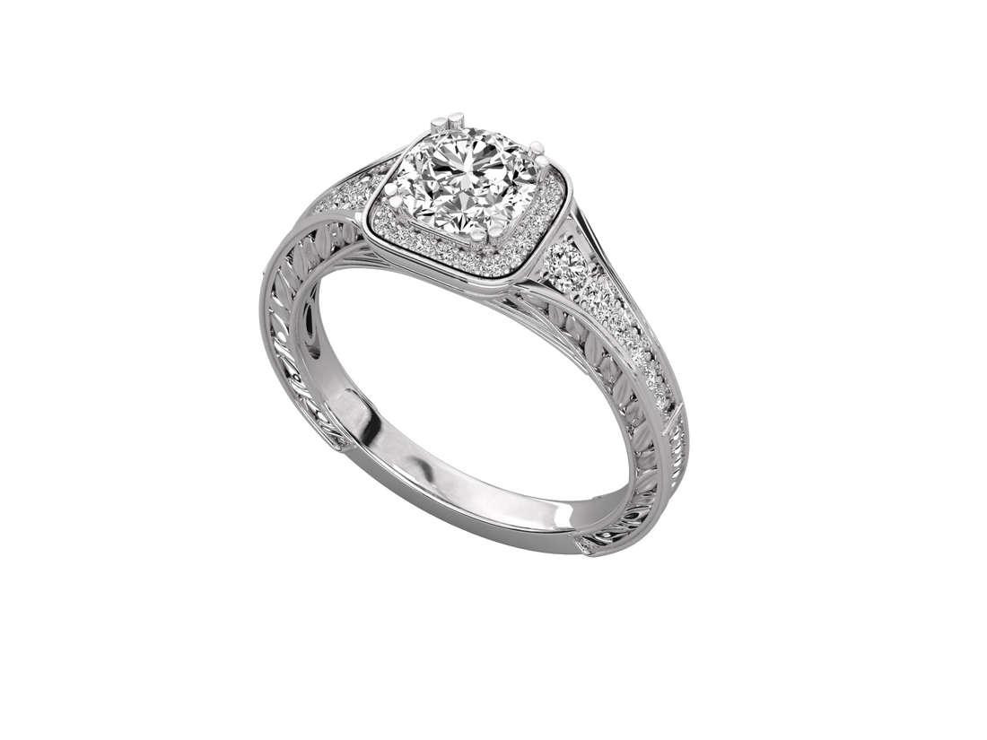 9K GOLD SOLITAIRE ROUND DIAMOND LADIES BRILLIANT RING.