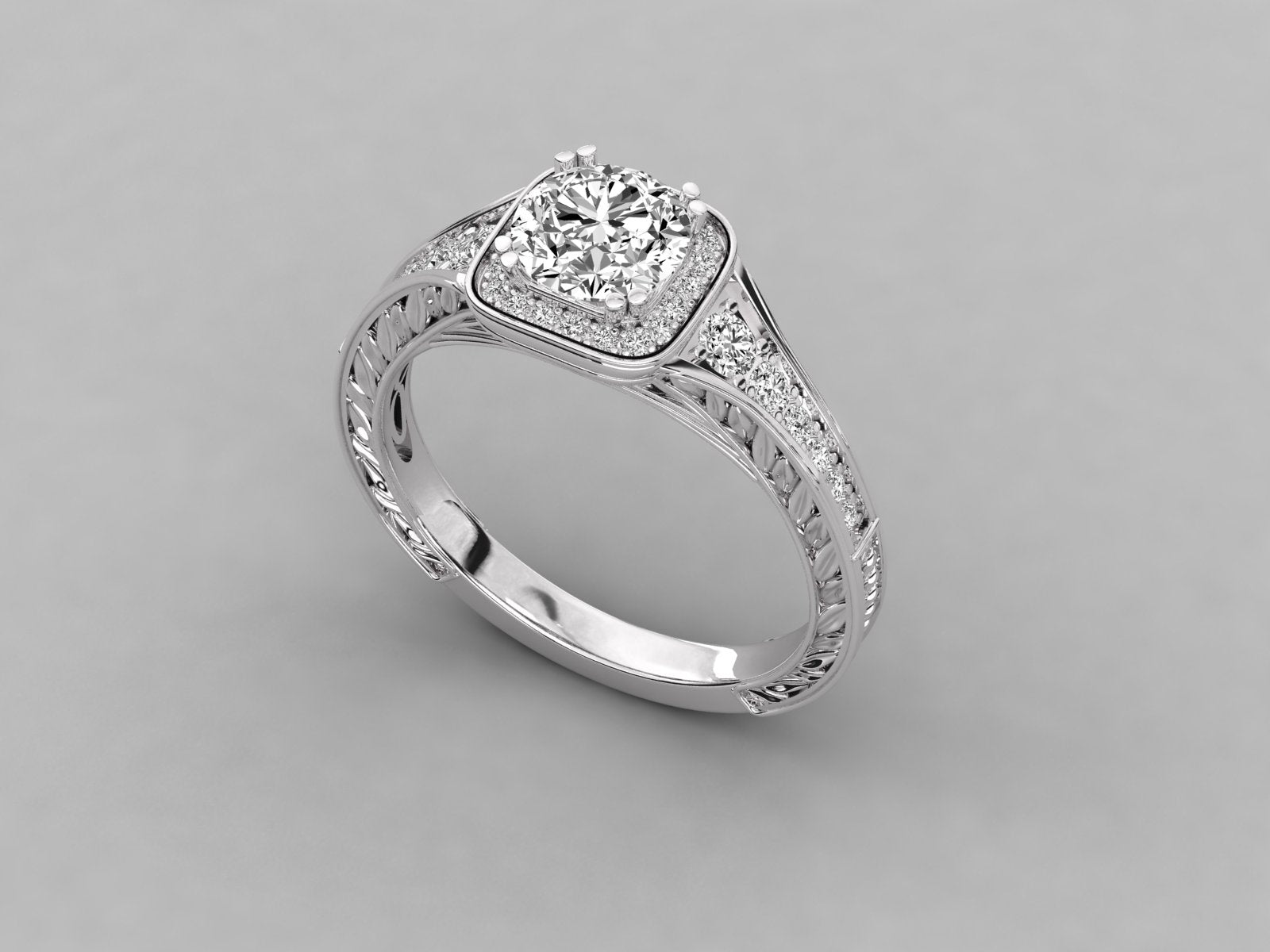 9K GOLD SOLITAIRE ROUND DIAMOND LADIES BRILLIANT RING.