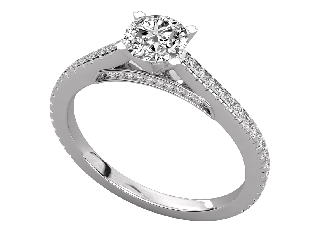 10K GOLD SOLITAIRE LAB GROWN DIAMOND LADIES RING.