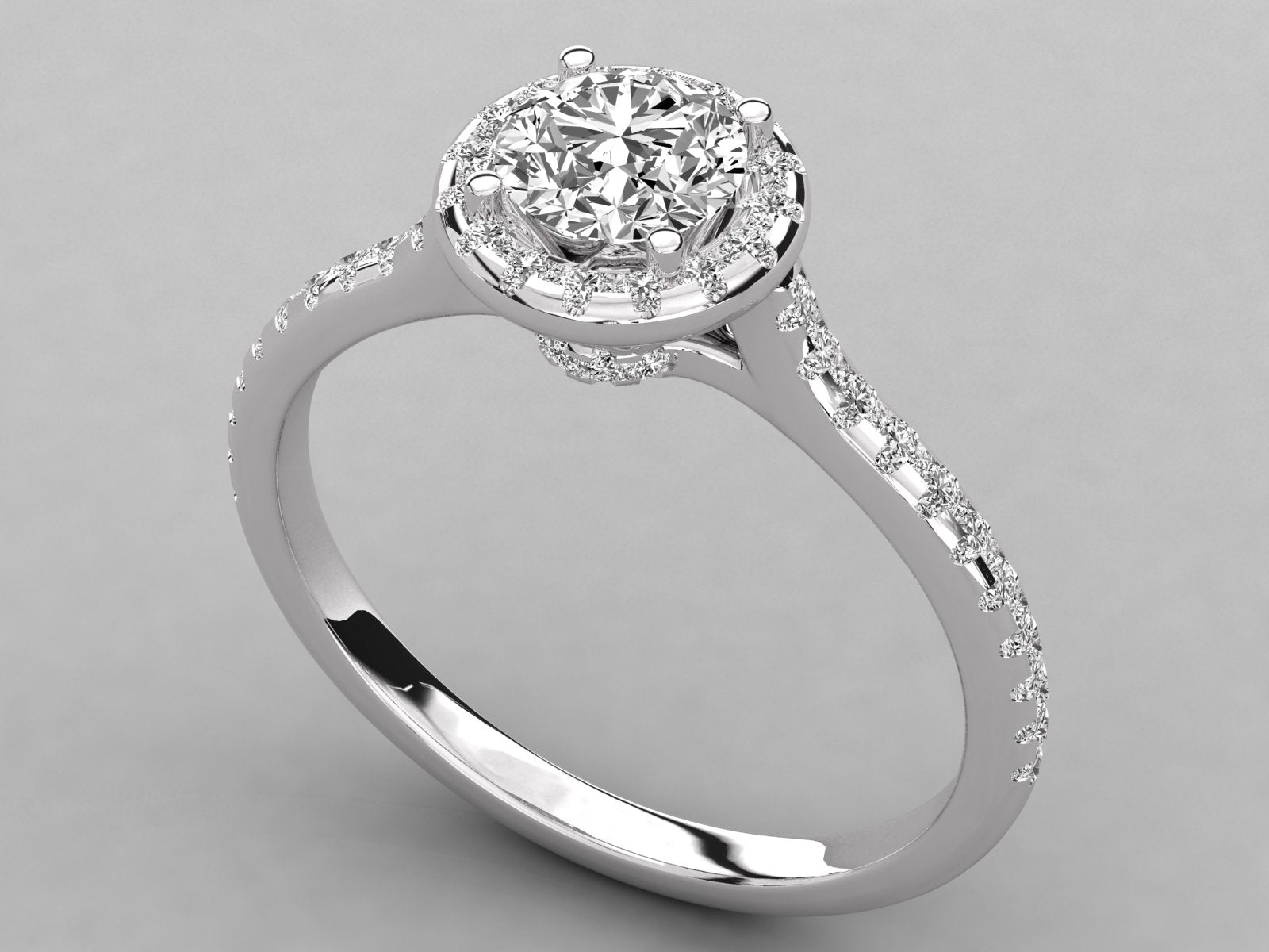 9K GOLD SOLITAIRE ROUND DIAMOND LADIES BRILLIANT RING.