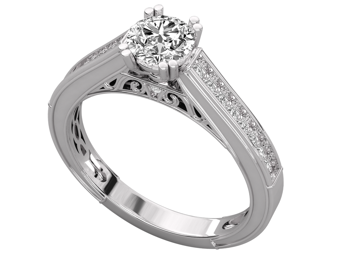 9K GOLD SOLITAIRE LAB GROWN DIAMOND LADIES  RING.