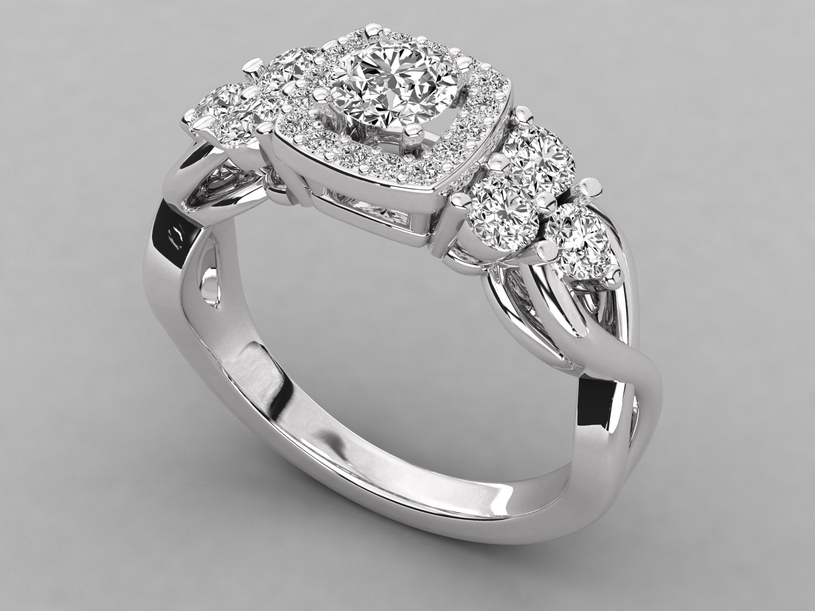 9K GOLD SOLITAIRE ROUND DIAMOND LADIES RING.