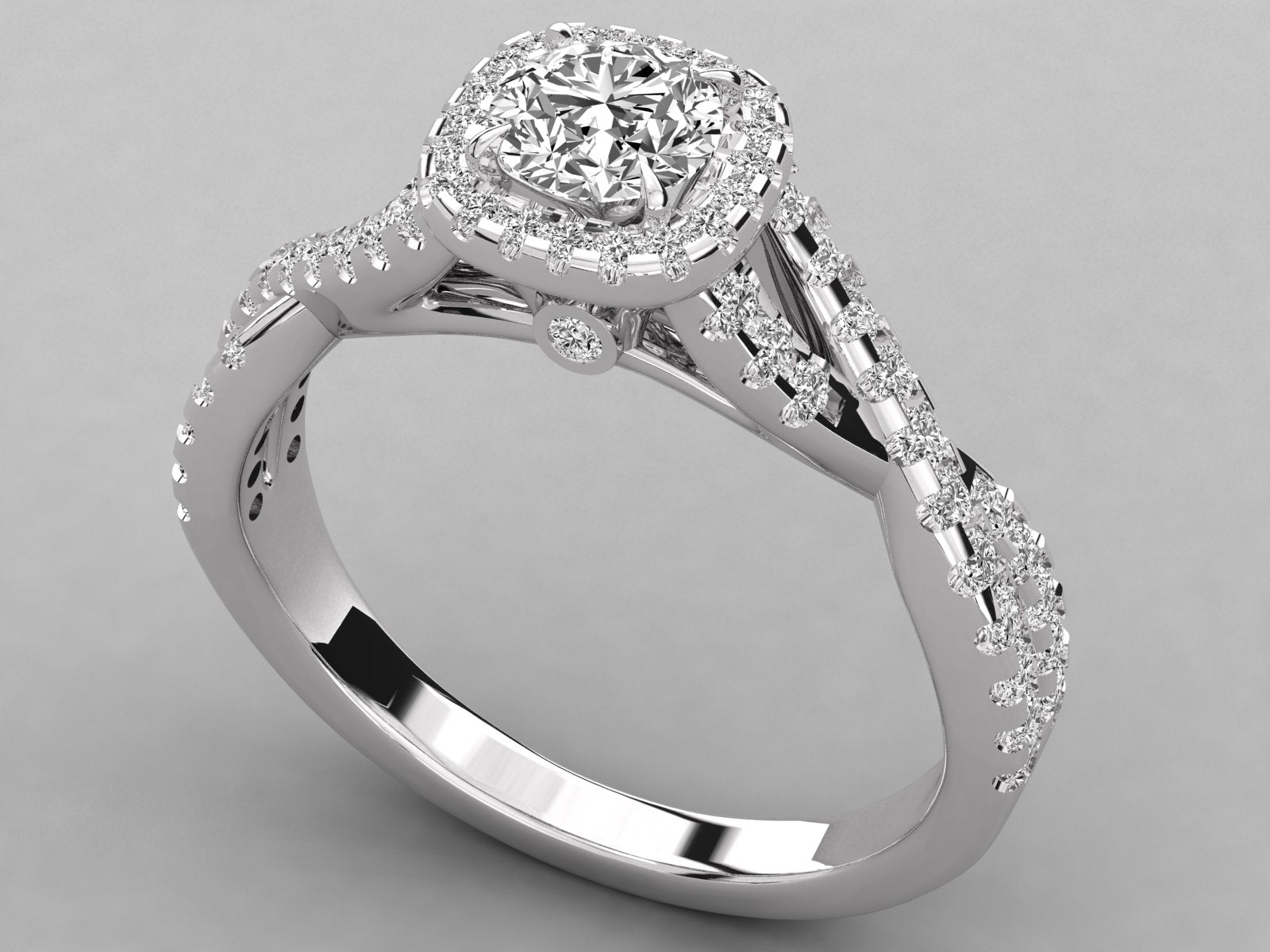 9K GOLD SOLITAIRE ROUND CUT LAB GROWN DIAMOND LADIES BRILLIANT RING.