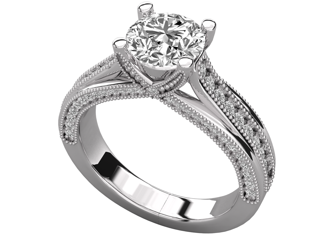 9K GOLD SOLITAIRE LAB GROWN DIAMOND LADIES  RING.