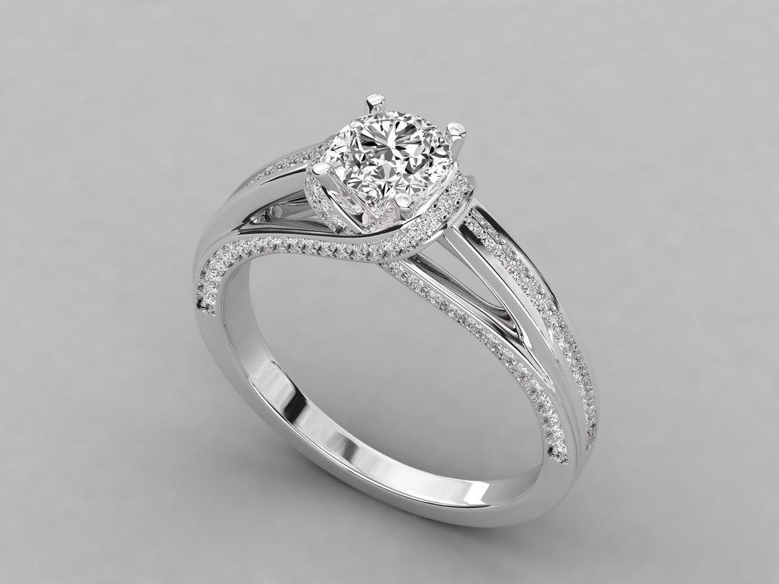 14K GOLD SOLITAIRE ROUND CUT LAB GROWN DIAMOND LADIES BRILLIANT RING.