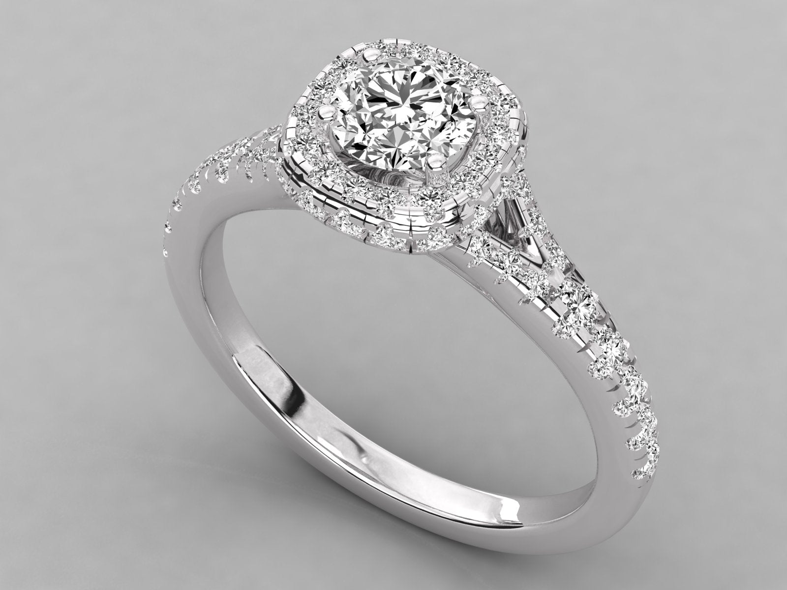 9K GOLD SOLITAIRE ROUND DIAMOND LADIES BRILLIANT RING.