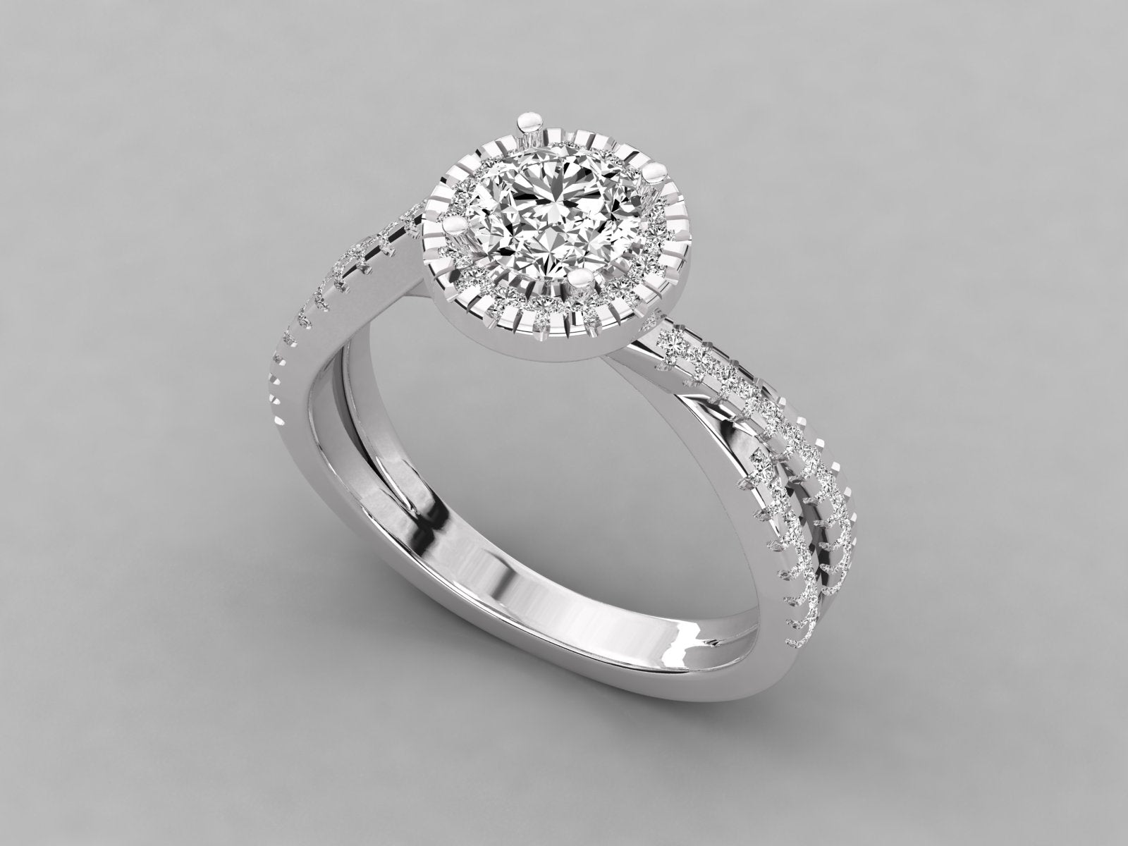 9K GOLD SOLITAIRE ROUND CUT LAB GROWN DIAMOND LADIES BRILLIANT RING.