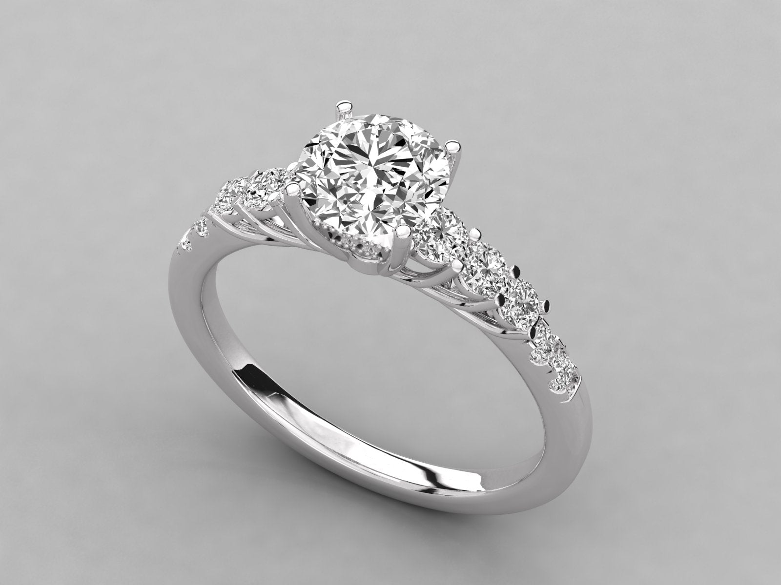 9K GOLD SOLITAIRE  LAB GROWN DIAMOND LADIES BRILLIANT RING.