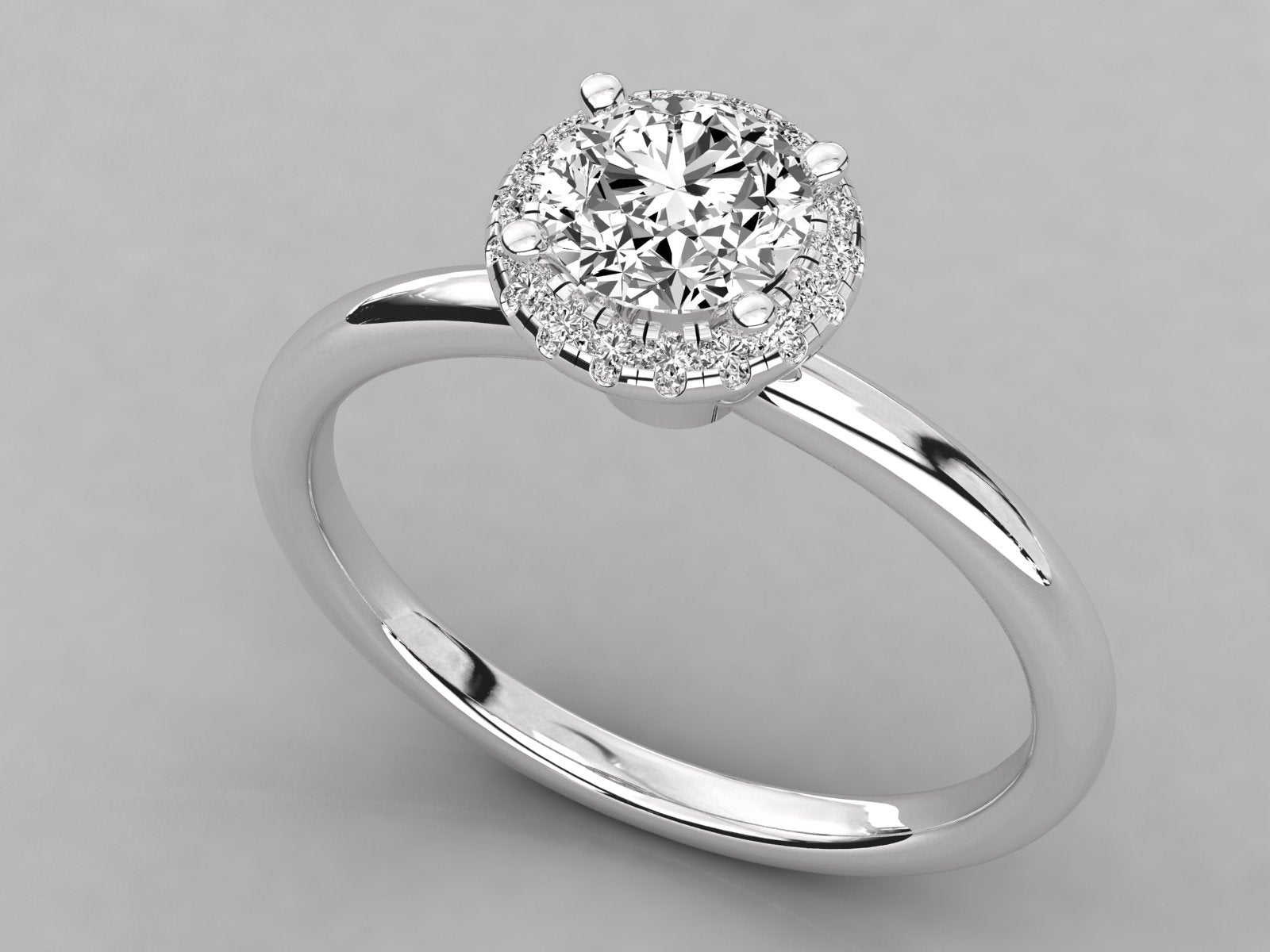 9K GOLD SOLITAIRE ROUND DIAMOND LADIES BRILLIANT RING.