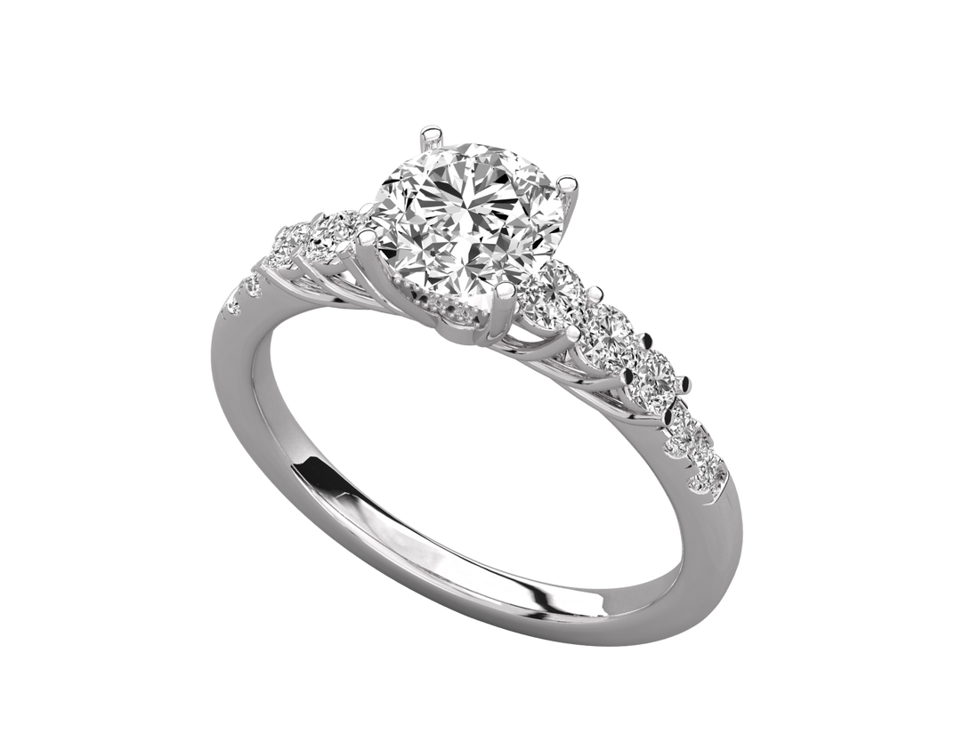 9K GOLD SOLITAIRE  LAB GROWN DIAMOND LADIES BRILLIANT RING.