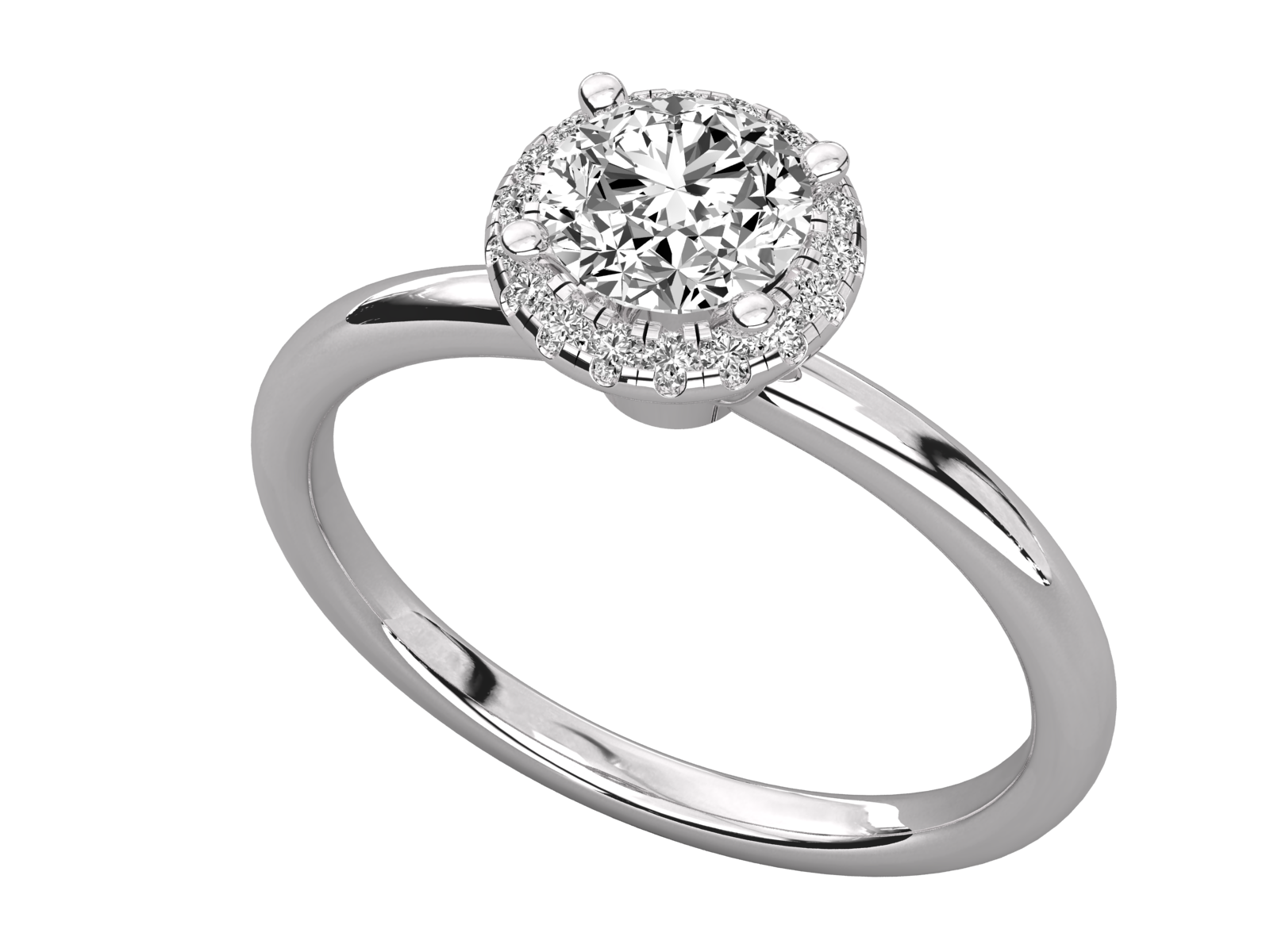 9K GOLD SOLITAIRE ROUND DIAMOND LADIES BRILLIANT RING.