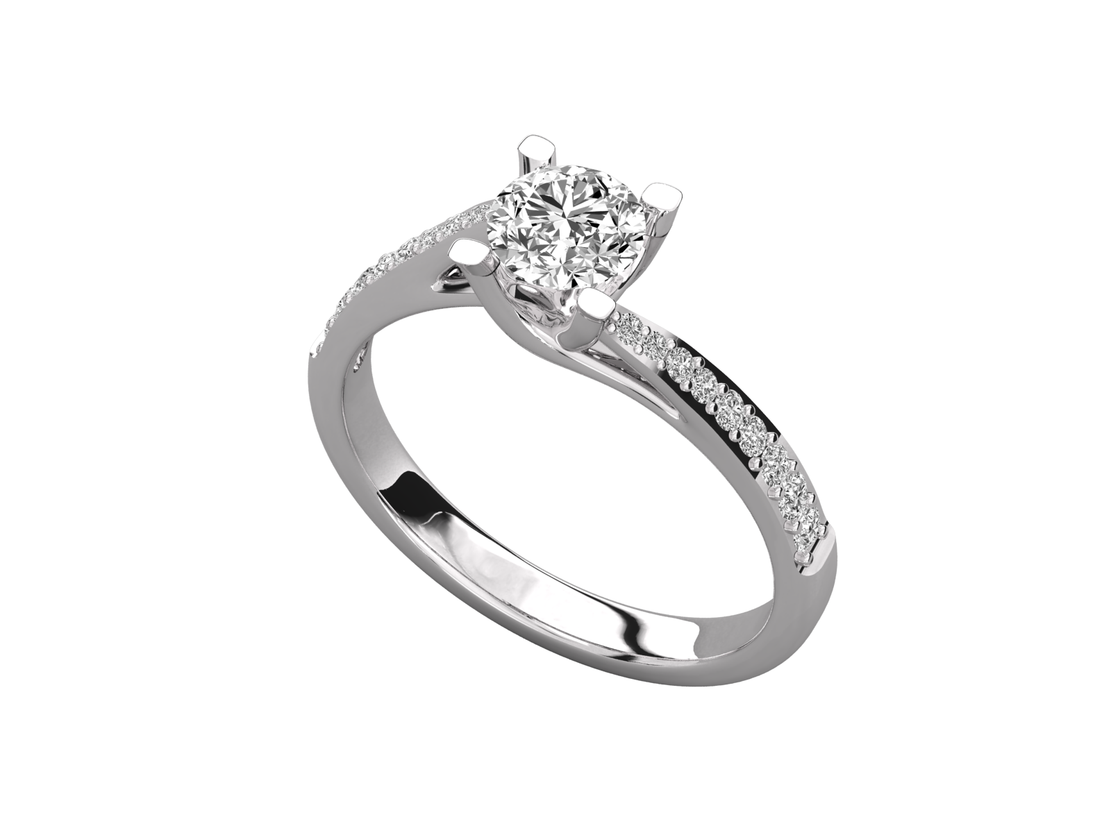 9K GOLD SOLITAIRE ROUND CUT LAB GROWN DIAMOND LADIES BRILLIANT RING.