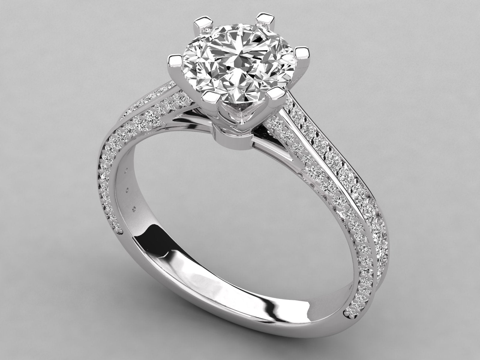 9K GOLD SOLITAIRE ROUND CUT LAB GROWN DIAMOND LADIES BRILLIANT RING.