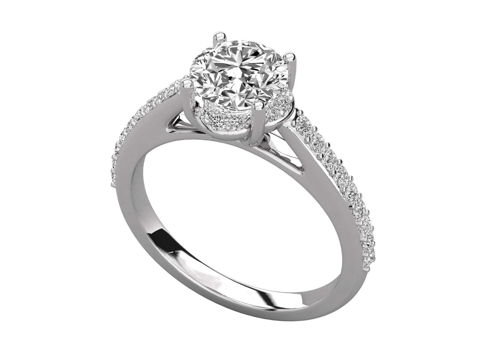 9K GOLD SOLITAIRE ROUND DIAMOND LADIES BRILLIANT RING.
