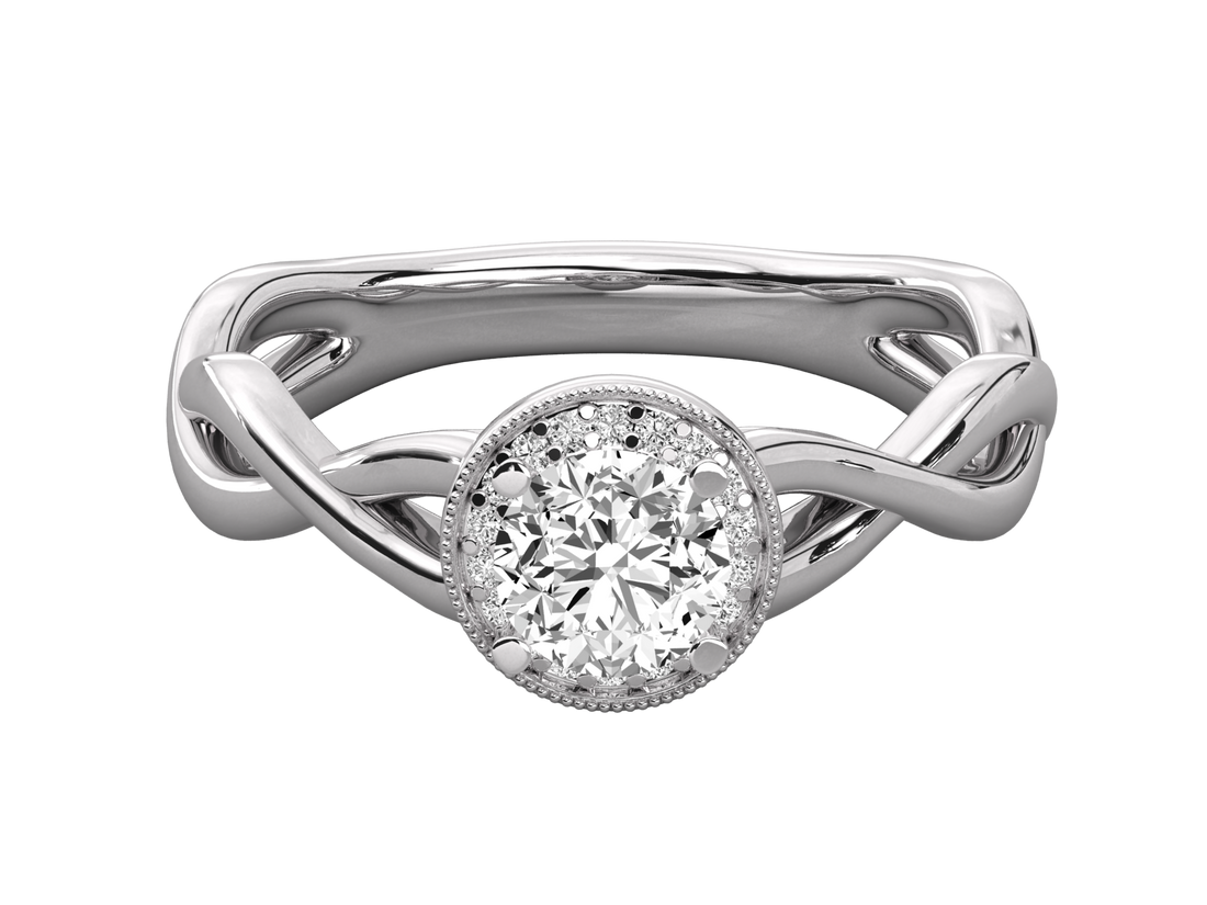 10K GOLD SOLITAIRE ROUND DIAMOND LADIES BRILLIANT RING.