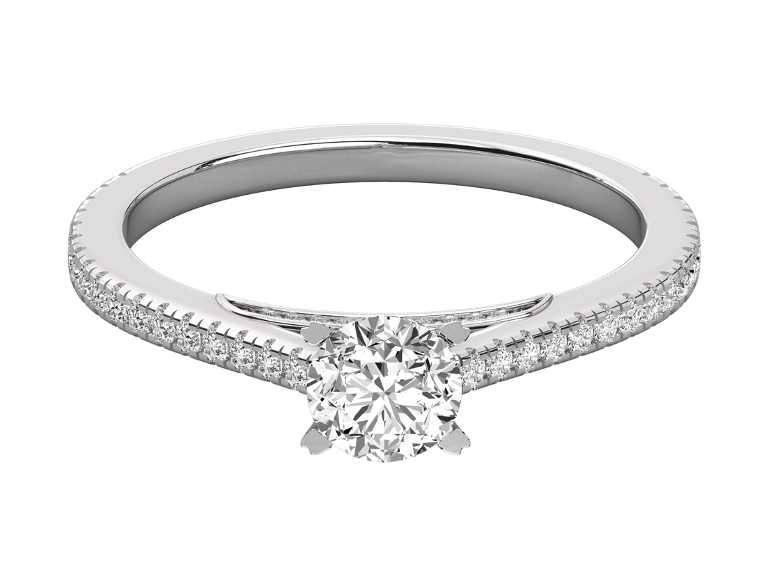 10K GOLD SOLITAIRE LAB GROWN DIAMOND LADIES RING.